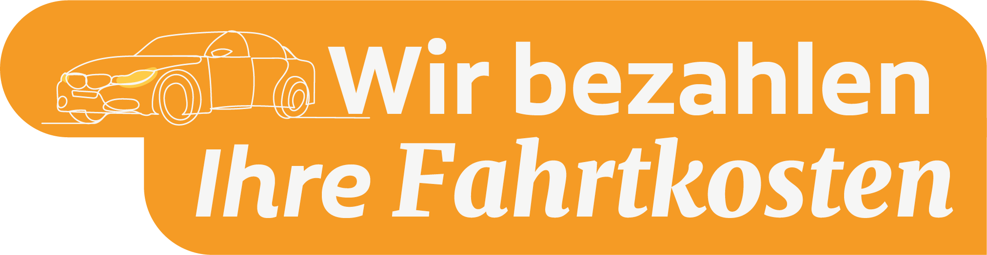 Logo mit den Worten: Wir bezahlen Ihre Fahrtkosten