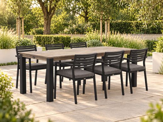 Bellagio Rumo/ROUGH-S 220 cm Gartenmöbel-Set 7-teilig Stapelbar