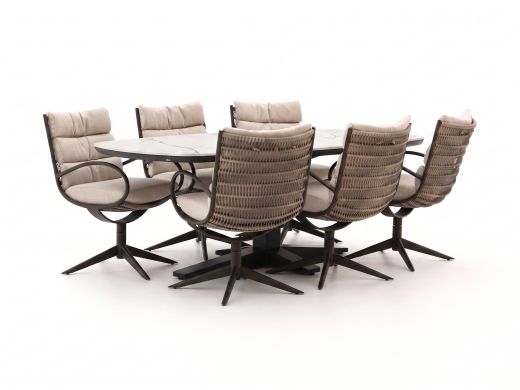 Apple Bee Camp Bay/Zanzibar dänisch oval 220 cm Gartenmöbel-Set 7-teilig drehbar