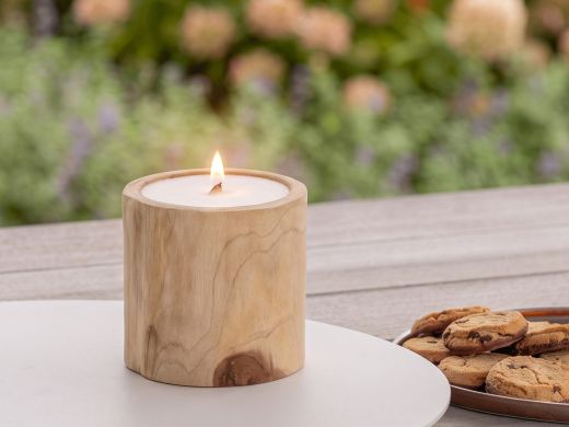 Tierra Outdoor Kerze Rund hoch ø 19 cm - Teak