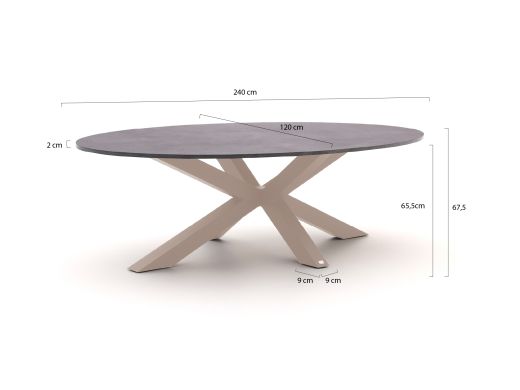 Bellagio Induno Ellips Low Dining Gartentisch 240x120 cm