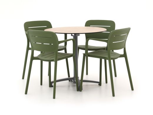 Forza Pazzia/Canzo ø 80 cm Gartenmöbel-Set 5-teilig stapelbar