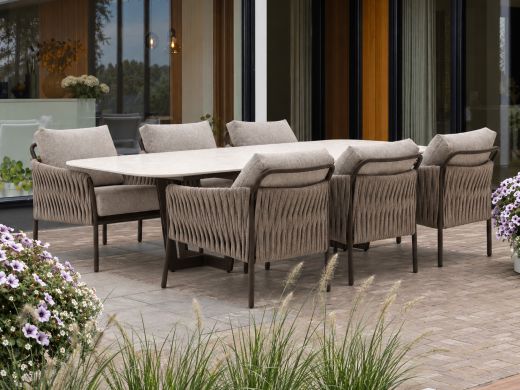 SUNS Fiave/Palermo 280 cm Low Dining Gartenmöbel-Set 7-teilig