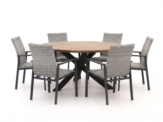 Manifesto Villongo/ROUGH-Y ø150cm dining tuinset 7-delig stapelbaar