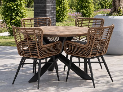 Intenso Asti/Rough-Y Ø 120 cm Gartenmöbel-Set 5-teilig
