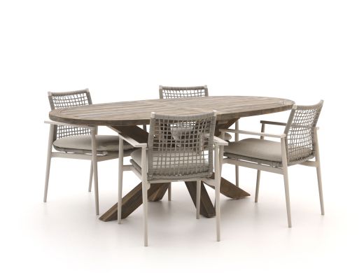 Bellagio Pizzoli/ROUGH-Y Ellips 200 cm Gartenmöbel-Set 5-teilig stapelbar
