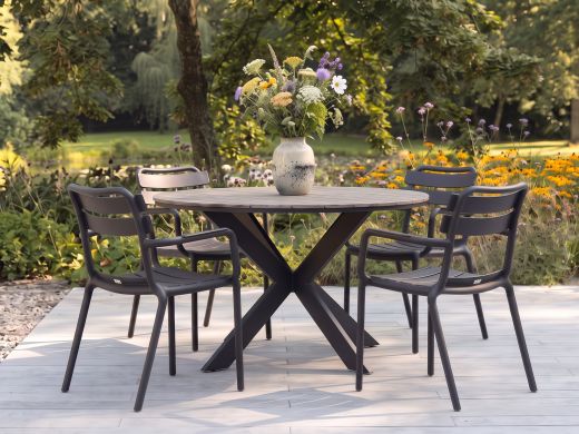 Forza Vico/Fidenza ø 126 cm Gartenmöbel-Set 5-teilig stapelbar