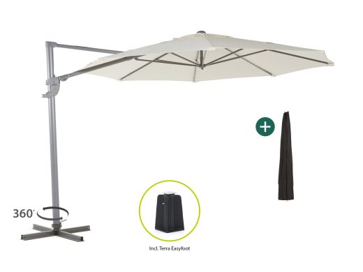 Shadowline Francisco Ampelschirm ø 330 cm - Ecru (inkl. Terra Easyfoot) (inkl. Kreuzständer, ohne Platten) (inkl. Schutzhülle)