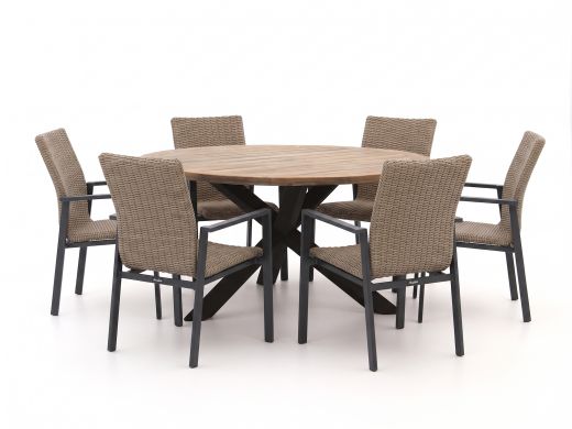 Manifesto Villongo/ROUGH-Y ø150cm dining tuinset 7-delig stapelbaar