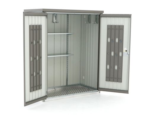 Biohort Gartenschrank 155x83x182,5 cm (inkl. Bodenplatte und gestell) - Kwartgrijs Metallic (2100 liter)