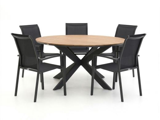 Forza Centallo/Fidenza ø 149 cm Gartenmöbel-Set 6-teilig stapelbar