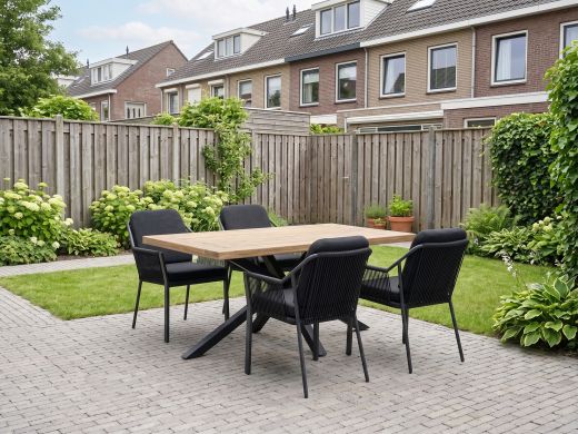 Tierra Outdoor Liv/Montorio 160cm dining tuinset 5-delig stapelbaar