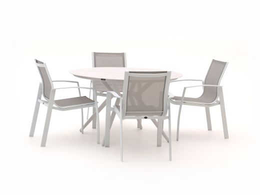 R&S Design Altea/Sora ø 127 cm Gartenmöbel-Set 5-teilig stapelbar
