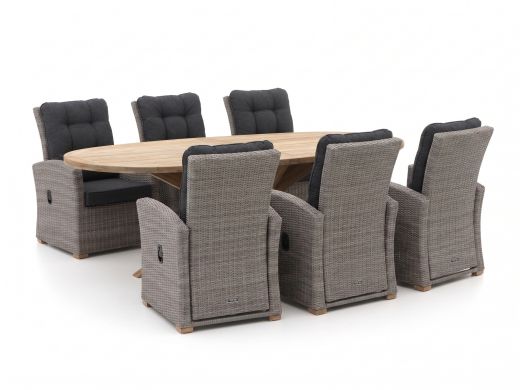 Intenso Mazzano/ROUGH-Y Ellips 240 cm Gartenmöbel-Set 7-teilig verstellbar