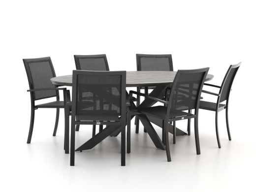Bellagio Anzio/Fidenza oval 220 cm Gartenmöbel-Set 7-teilig stapelbar