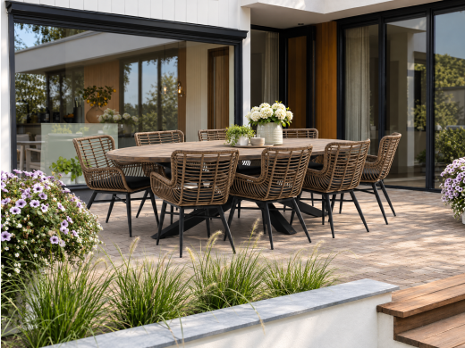 Intenso Asti/Rough-Y Ellips 280 cm Gartenmöbel-Set 9-teilig