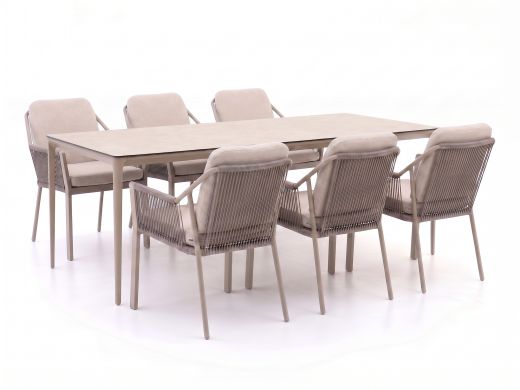 Tierra Outdoor Liv/Elegante 219 cm Gartenmöbel-Set 7-teilig stapelbar