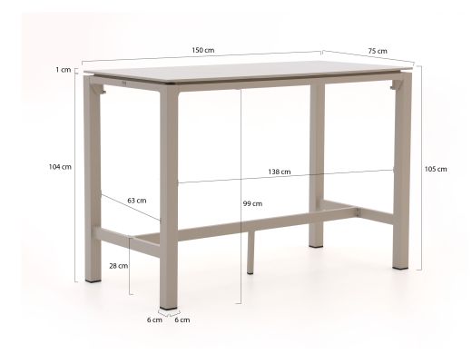 Bellagio Bertinoro/Trecenta 150 cm Gartenbar-Set 5-teilig stapelbar