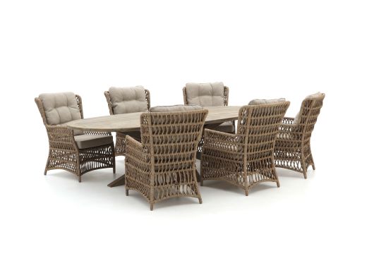Intenso Milano/ROUGH-Y 280 cm Dining-Lounge Gartenmöbel-Set 7-teilig