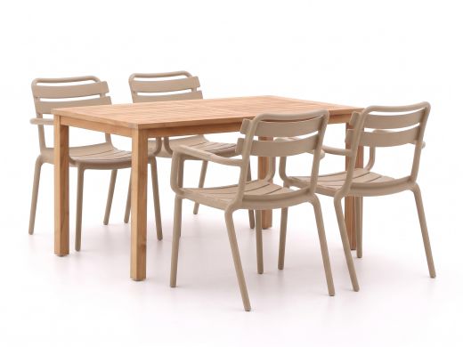 Forza Vico/Liverpool 145 cm Gartenmöbel-Set 5-teilig stapelbar