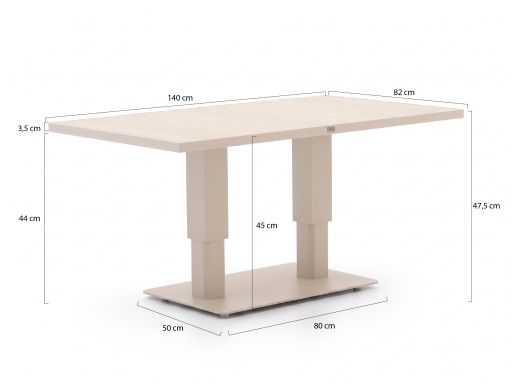 Bellagio Usini Garten Lounge Esstisch 140x80x47/68 cm höhenverstellbar - Sintered stone