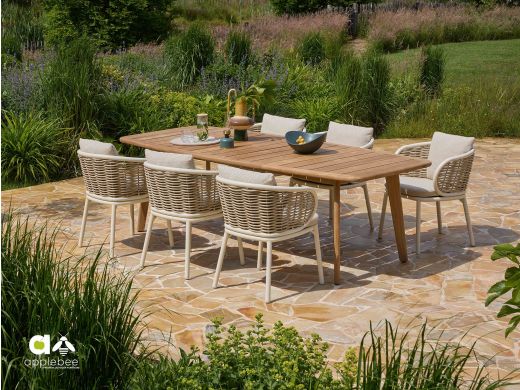 Apple Bee Pine Key Gartenstuhl - Weiß - Ekrü - Polyrattan