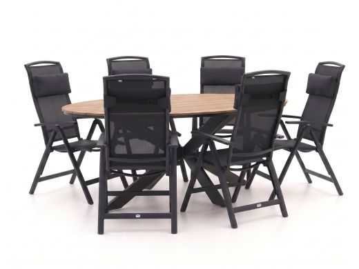 Forza Capri/Fidenza oval 220 cm Gartenmöbel-Set 7-teilig verstellbar