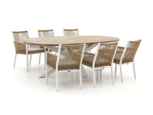 Manifesto Rivola/ROUGH-Y Ellips 240 cm Gartenmöbel-Set 7-teilig