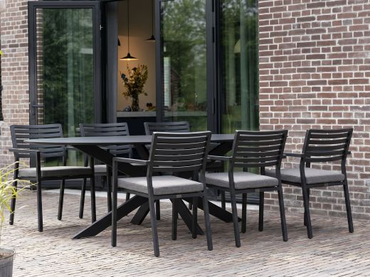 Bellagio Rumo/Furato Ellips 200 cm Gartenmöbel-Set 7-teilig stapelbar