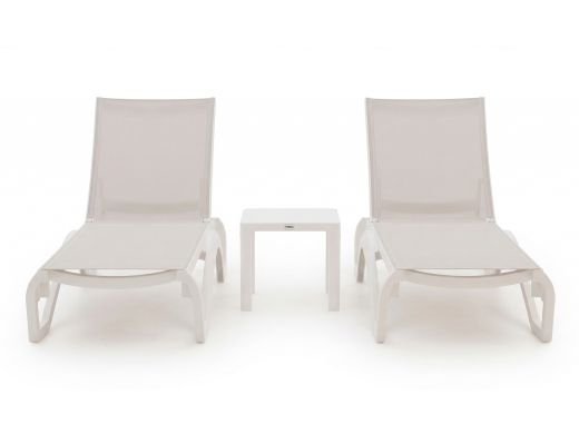 Forza Russi Gartenliegen-Set 3-teilig stapelbar verstellbar