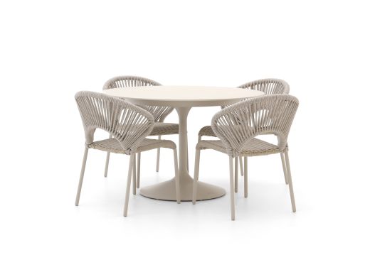 SUNS Vado/Nova ø 120 cm Gartenmöbel-Set 5-teilig stapelbar