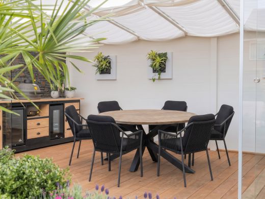 Tierra Outdoor Liv/ROUGH-Y ø 180 cm Gartenmöbel-Set 7-teilig stapelbar
