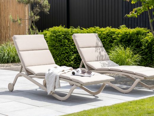 Bellagio Valpiana Gartenliege mit Rad stapelbar/verstellbar - Taupe - Beige - Braun - Textilene
