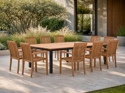 Sunyard Jakarta/Linosa 240x160 cm Gartenmöbel-Set 11-teilig stapelbar