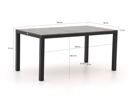 Bellagio Avenza/Fidenza 160 cm Gartenmöbel-Set 5-teilig verstellbar