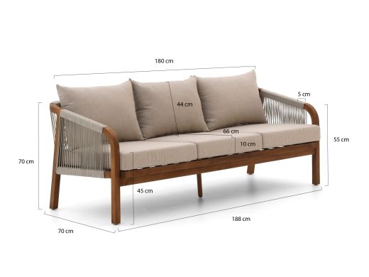 Bellagio Perzano Gartensofa 3-Sitzer 188 cm