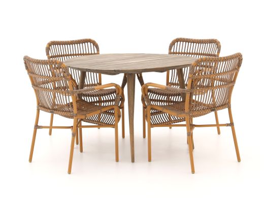 Intenso Parma/ROUGH-K ø 115 cm Gartenmöbel-Set 5-teilig stapelbar