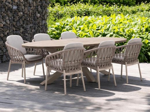 Bellagio Cupello/ROUGH-Y Ellips 240 cm Gartenmöbel-Set 7-teilig