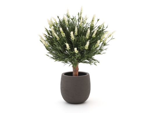 Designplants/Luca Lifestyle Lavendel Kugel Kunstpflanze (h:60 cm) mit Terreno Balloon Blumentopf - Weiß (UV beständig) (Blumentopf = Ash Brown)