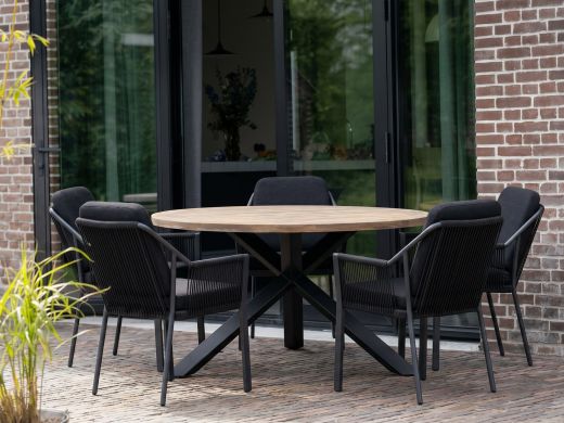 Tierra Outdoor Liv/ROUGH-Y ø 150 cm Gartenmöbel-Set 6-teilig stapelbar