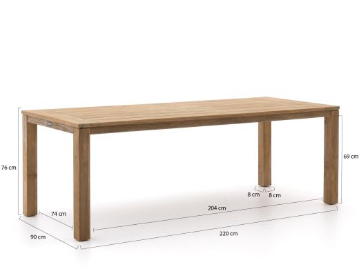 Intenso Milano/ROUGH-S 220 cm Gartenmöbel-Set 7-teilig