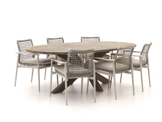 Bellagio Pizzoli/ROUGH-Y Ellips 240 cm Gartenmöbel-Set 7-teilig stapelbar