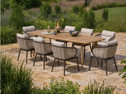 Apple Bee Pine Key Gartenstuhl - Weiß - Ekrü - Polyrattan