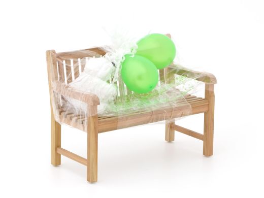 Kinder Gartenbank 75x40x56 cm/Kikabär groß 30 cm Weiß