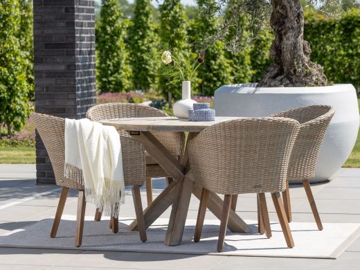 Intenso Tropea/ROUGH-Y ø 120 cm Gartenmöbel-Set 5-teilig