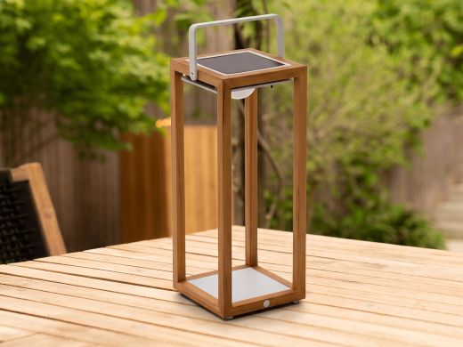 SUNS Tom Solar-Laterne 21x22x54 cm - Natural Teak/Matt White