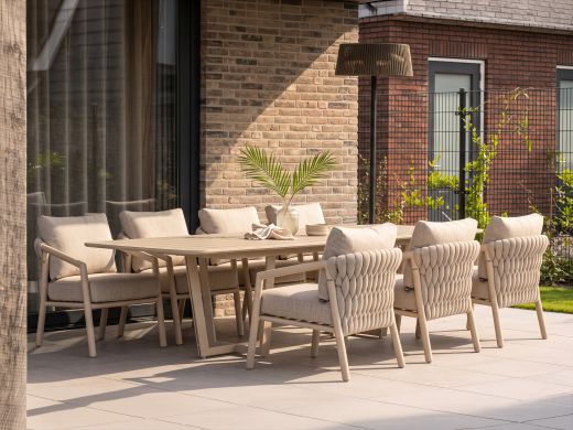 SUNS Sato/Palermo 280 cm Low Dining Gartenmöbel-Set 9-teilig
