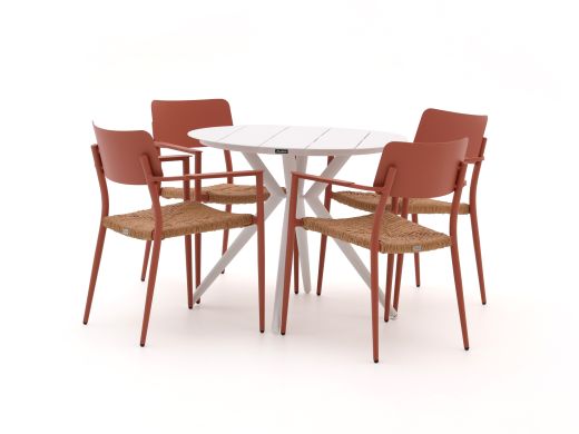Bellagio Cino/Sora ø 90 cm Gartenmöbel-Set 5-teilig stapelbar