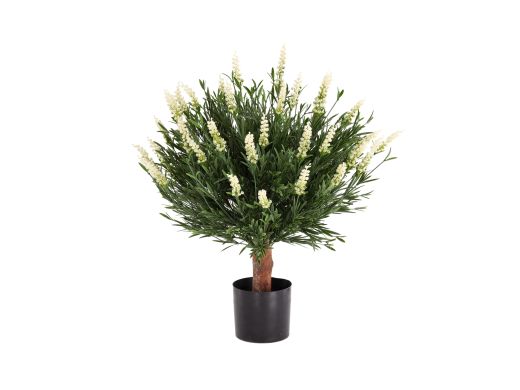 Designplants/Luca Lifestyle Lavendel Kugel Kunstpflanze (h:60 cm) mit Terreno Balloon Blumentopf - Weiß (UV beständig) (Blumentopf = Ash Brown)