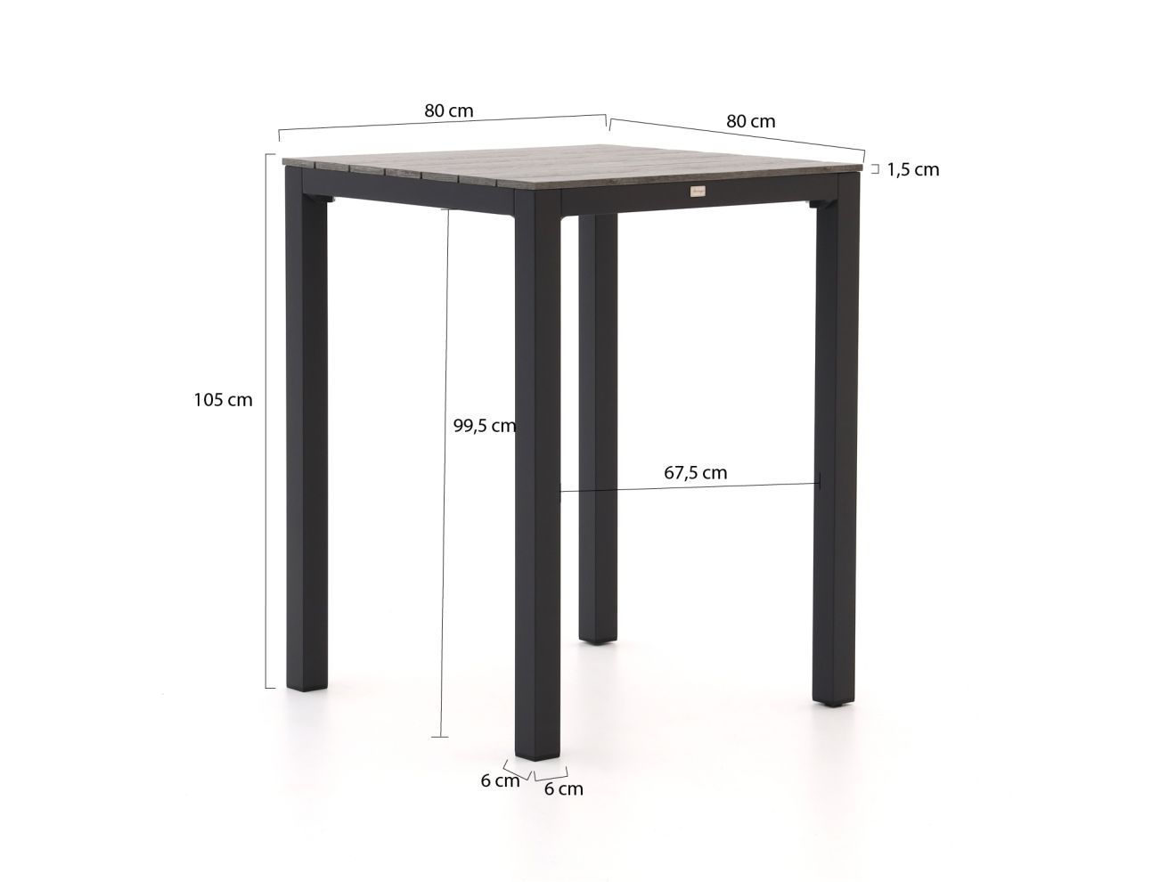 Bellagio Fidenza 80 cm Gartenbar-Set 5-Teilig Schwarz  Rabatt: 19 %